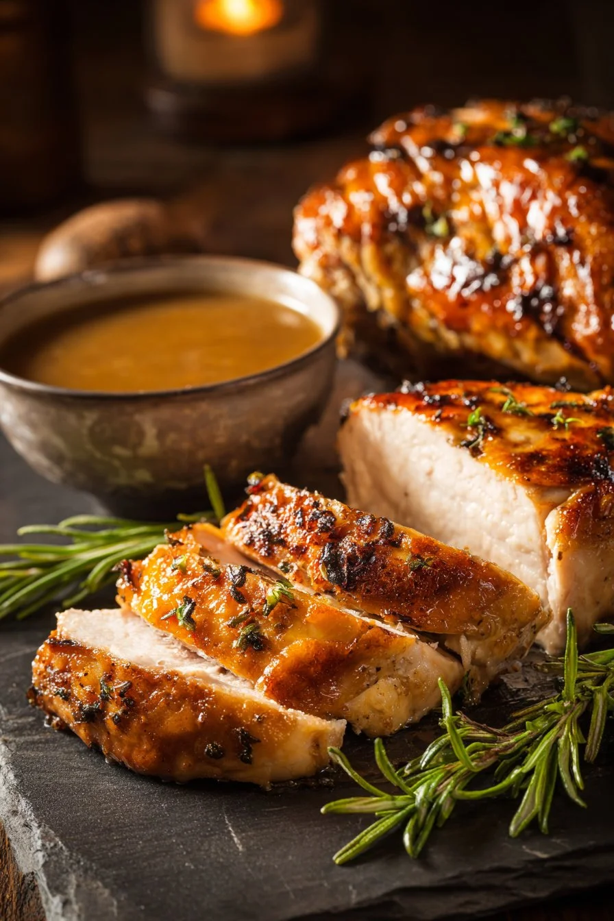 Garlic Herb Slow Cooker Turkey Breast cooked with spices and herbs