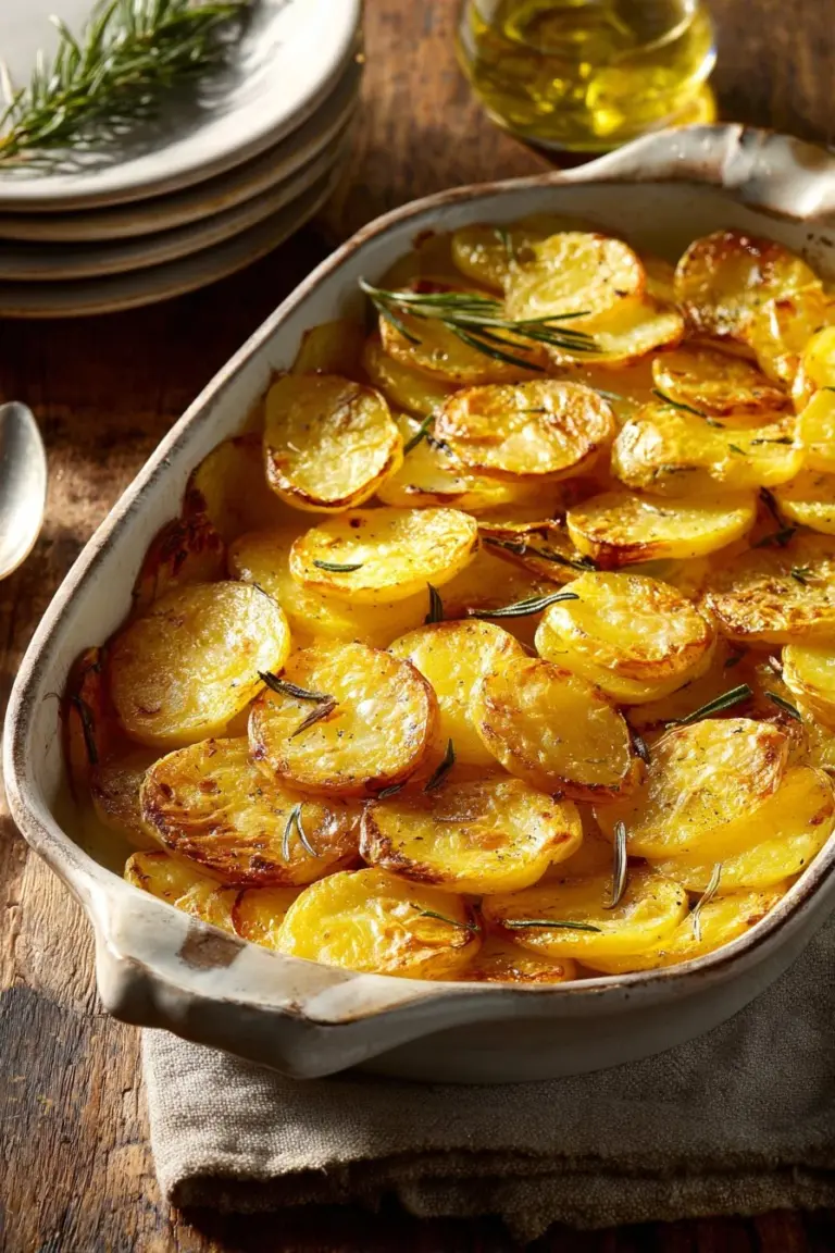 Homemade potato pizza topped with cheese and herbs on a wooden table