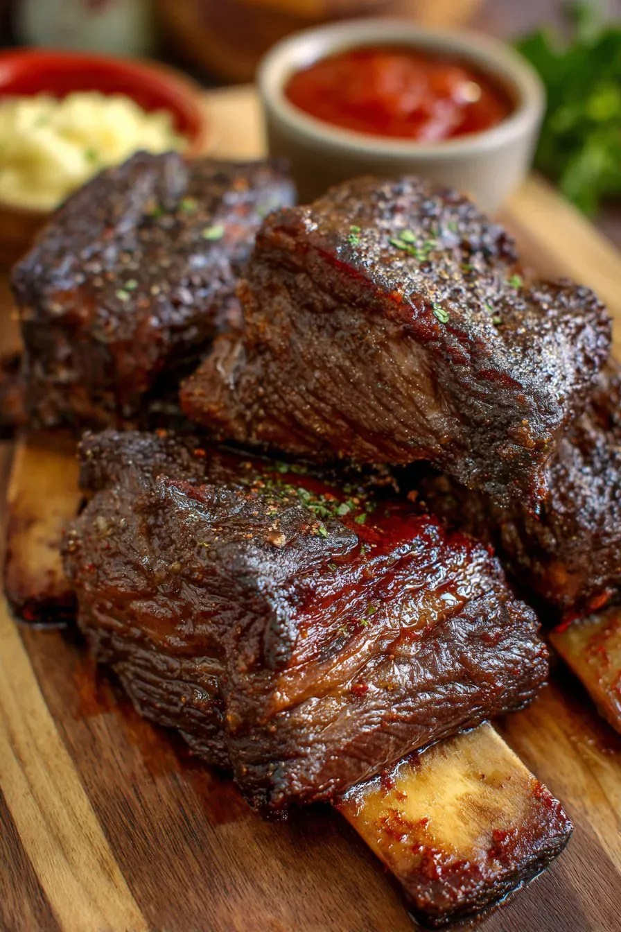 Slow cooked Beef Ribs with barbecue sauce (beef short ribs)