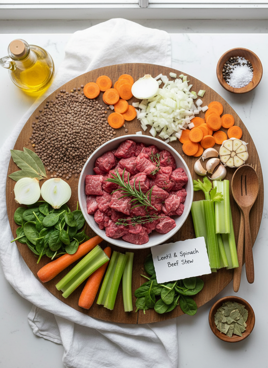 Lentil and Spinach Beef Stew