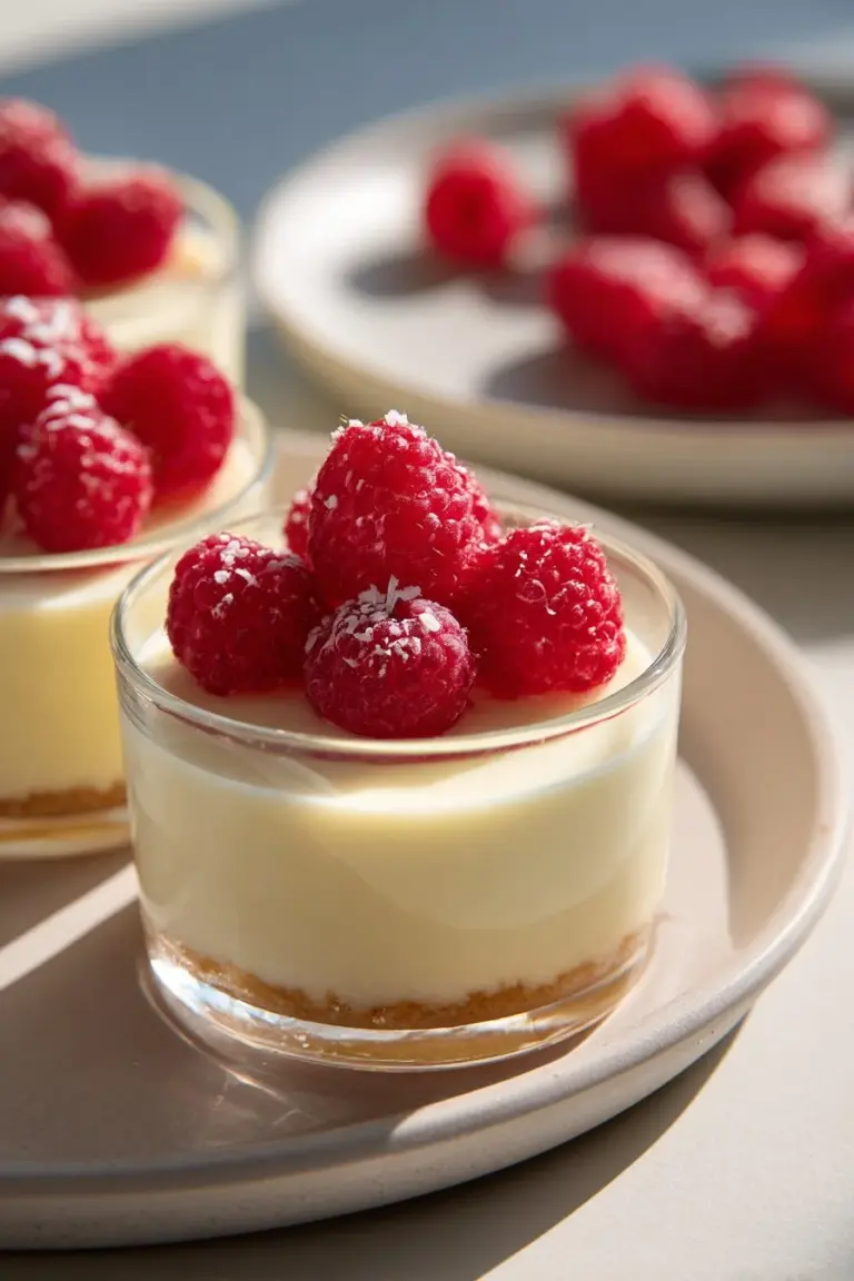 Delicious No-Bake Greek Yogurt Jello Cheesecake with berries and a graham cracker crust