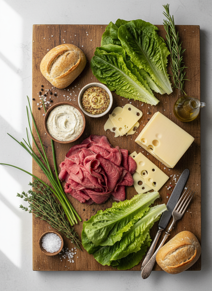 Roast Beef and Swiss Cheese Lettuce Wraps