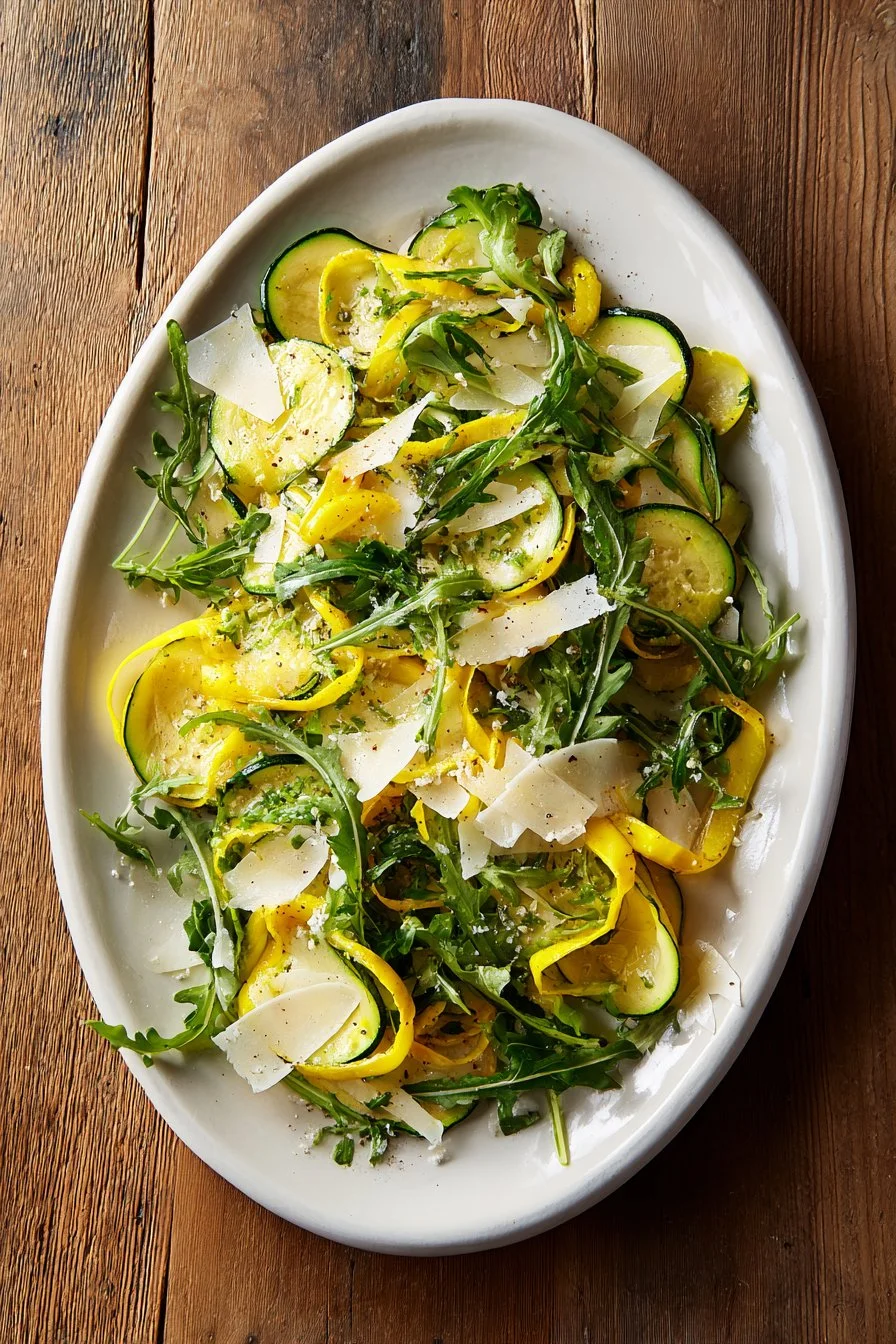 Delicious Zucchini Carpaccio Salad with fresh herbs and vinaigrette