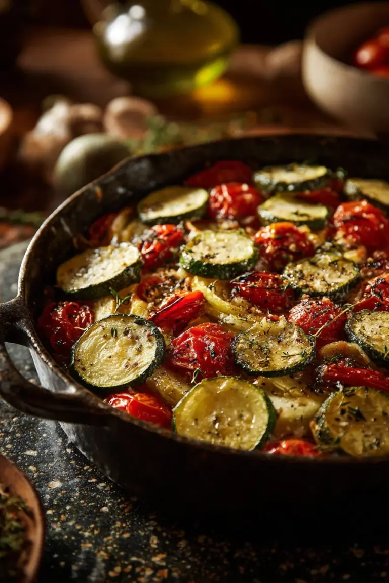 Delicious Zucchini Rice Gratin served in a baking dish